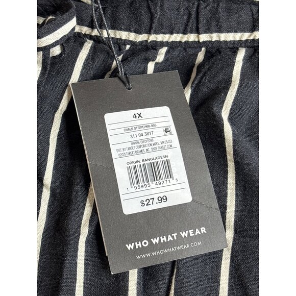 Who What Wear Womens 4X Chalk Stripe Linen Blend Paperbag Shorts Black White New - Picture 4 of 6